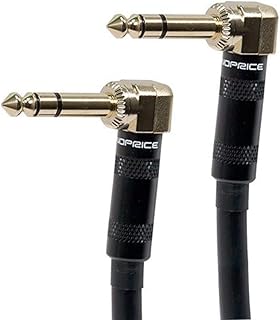 Monoprice 1/4-Inch TRS Right Angle Male to 1/4-Inch TRS Right Angle Male Cable - 1.5 Feet - Black, 16AWG, Gold Plated - Premier Series