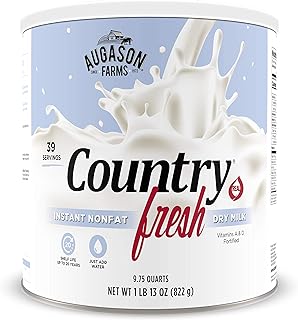 Augason Farms Country Fresh Instant Nonfat Dry Milk Can, Emergency Food Supply, Everyday Meals, 39 Servings