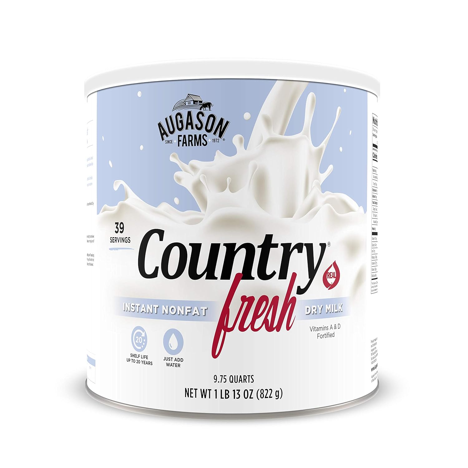 Augason Farms Country Fresh Instant Nonfat Dry Milk Can, Emergency Food Supply, Everyday Meals, 39 Servings-0