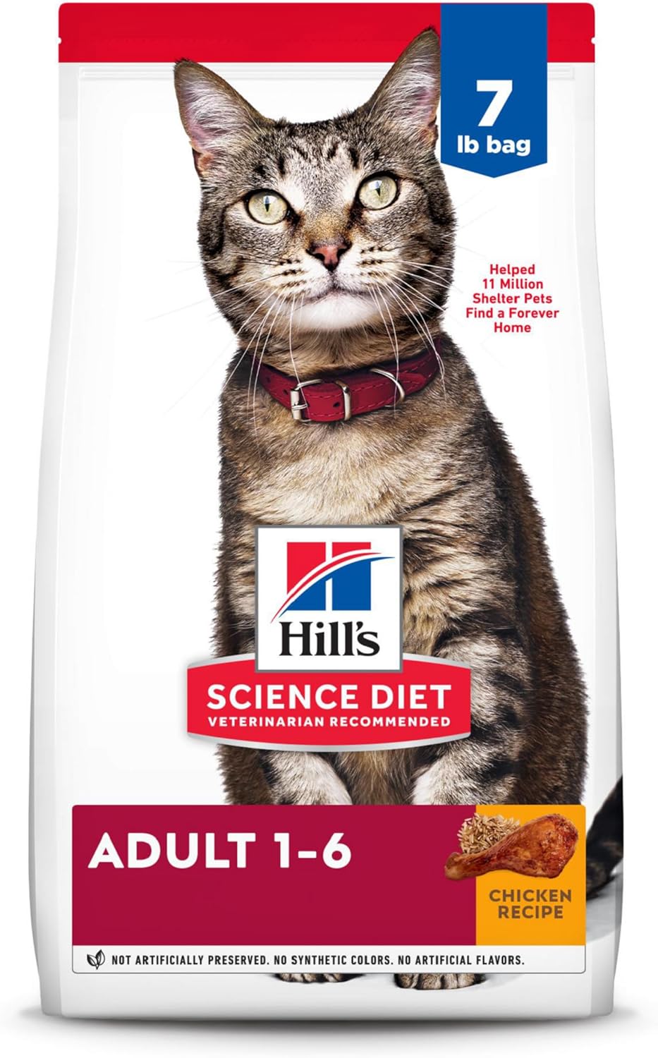 Hill's Science Diet Adult 1-6, Adult 1-6 Premium Nutrition, Dry Cat Food, Chicken Recipe, 7 lb Bag-0