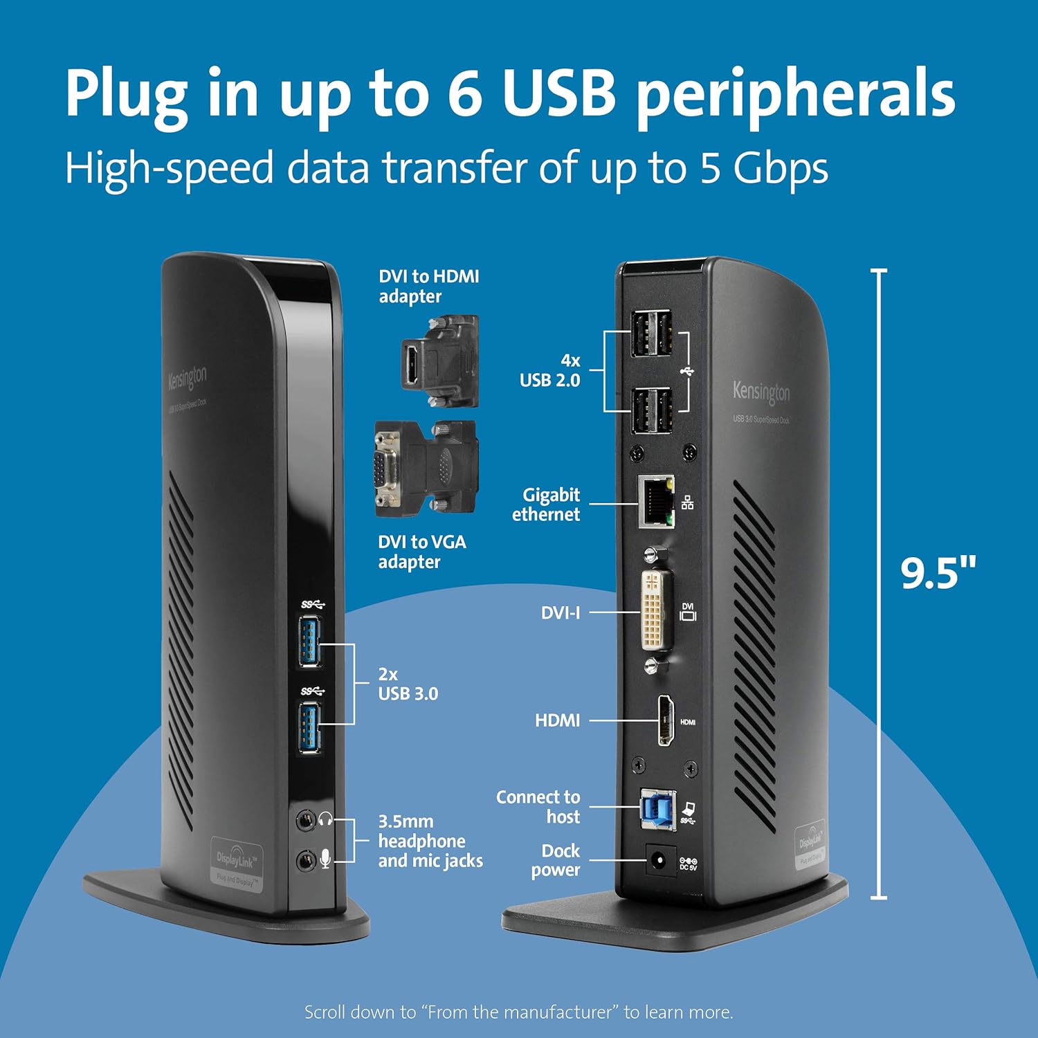 Kensington USB 3.0 Dual Display Docking Station for Windows, MacBooks, and Surface (K33972US)-1