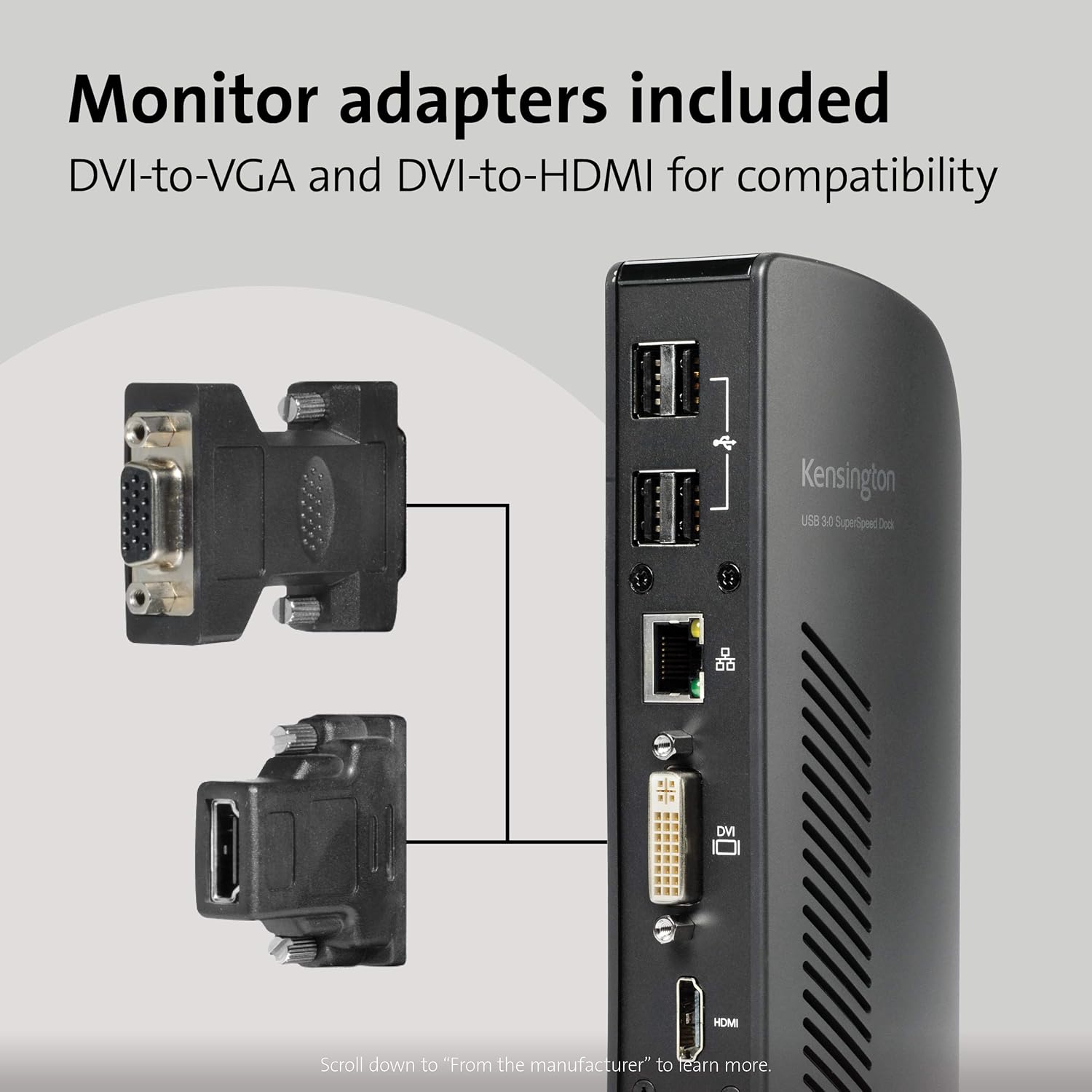 Kensington USB 3.0 Dual Display Docking Station for Windows, MacBooks, and Surface (K33972US)-4