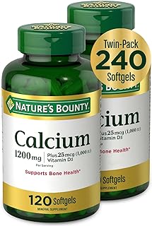 Nature's Bounty Calcium Plus 1000 IU Vitamin D3, Immune Support & Bone Health, Softgels, 120 Ct (2-Pack)