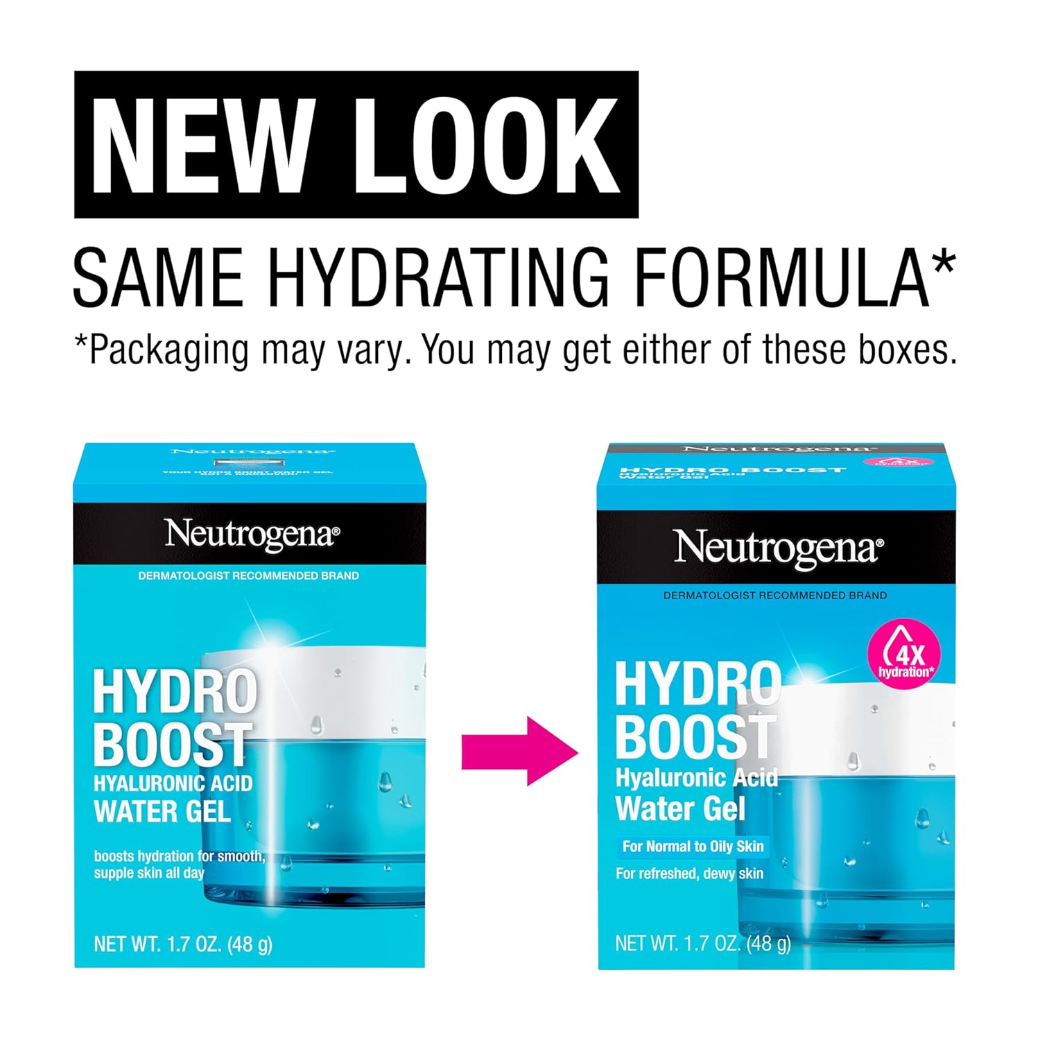 Neutrogena Hydro Boost Face Moisturizer with Hyaluronic Acid for Dry Skin, Oil-Free and Non-Comedogenic Water Gel Face Lotion, 1.7 oz-1