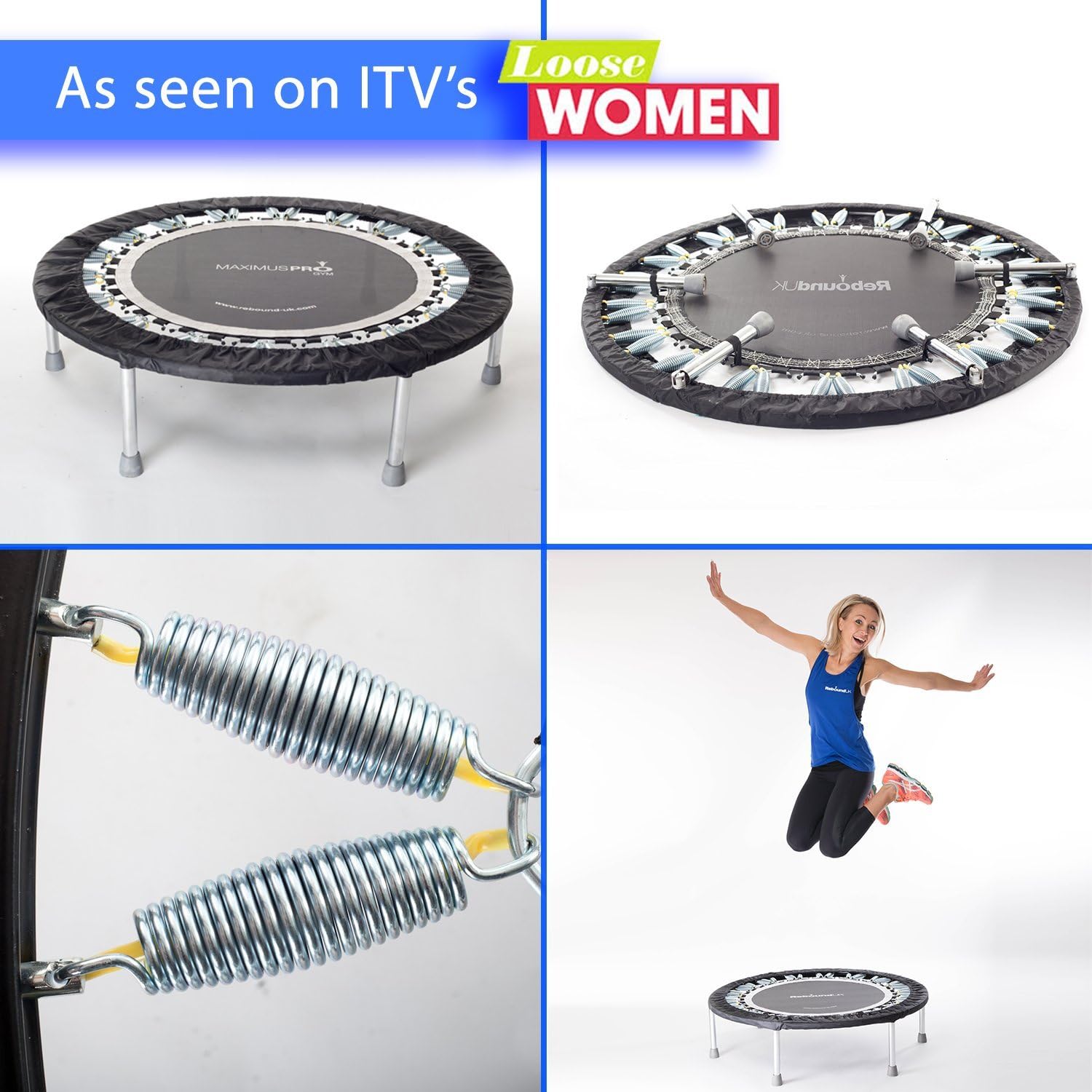 Maximus Pro Home Gym Rebounder Mini Trampoline 40'' + Handle Bar | Includes Workouts Online + DVD's | Adults Indoors | 150kg User Weight. Adult Exercise Trampoline | Already Assembled-5