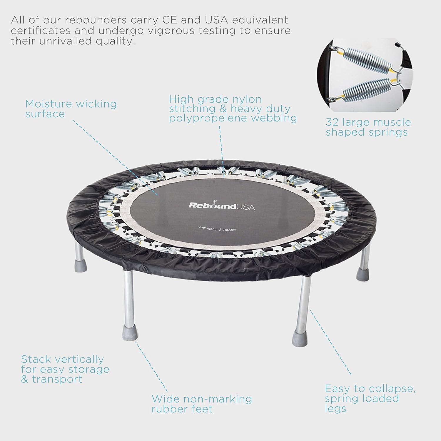 Maximus Pro Home Gym Rebounder Mini Trampoline 40'' + Handle Bar | Includes Workouts Online + DVD's | Adults Indoors | 150kg User Weight. Adult Exercise Trampoline | Already Assembled-7