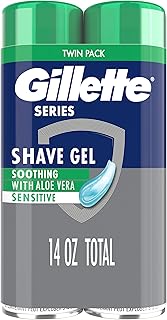 Gillette Series 3X Action Shave Gel, Sensitive Twin Pack, 7 Oz (Pack of 2)