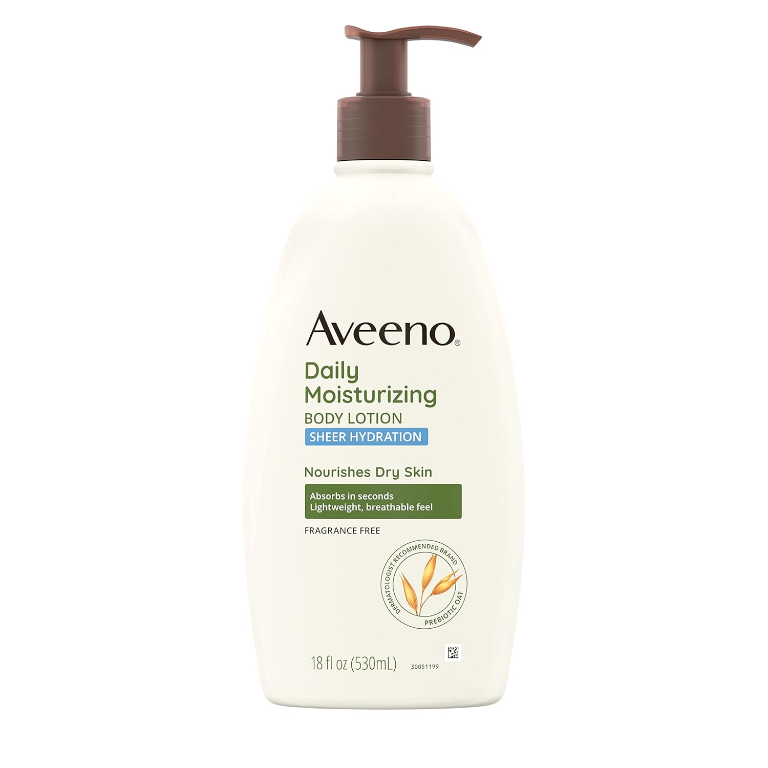 Aveeno Sheer Hydration Daily Moisturizing Fragrance-Free Lotion with Nourishing Prebiotic Oat, Fast-Absorbing Body Moisturizer for Dry Skin with Lightweight, Breathable Feel, 18 fl. oz-0