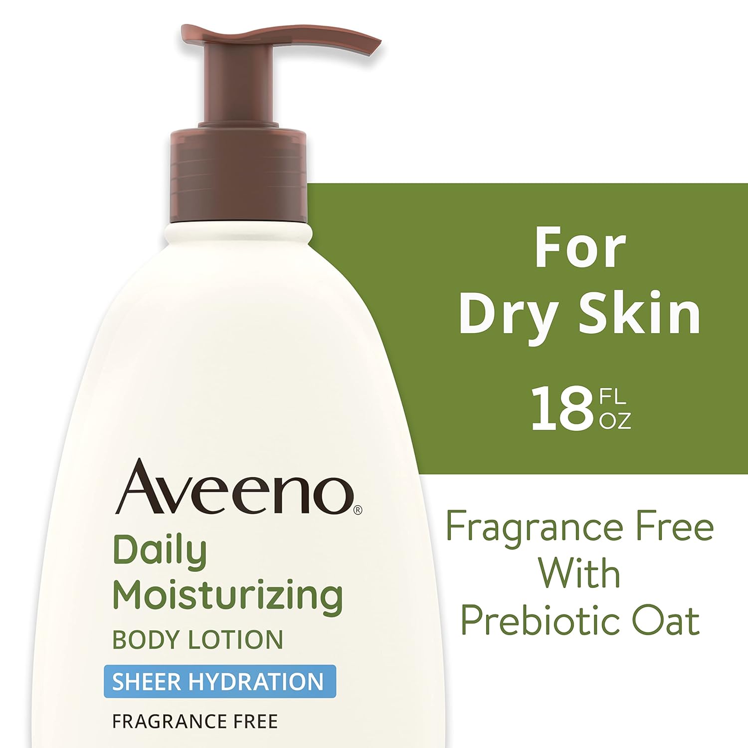 Aveeno Sheer Hydration Daily Moisturizing Fragrance-Free Lotion with Nourishing Prebiotic Oat, Fast-Absorbing Body Moisturizer for Dry Skin with Lightweight, Breathable Feel, 18 fl. oz-1