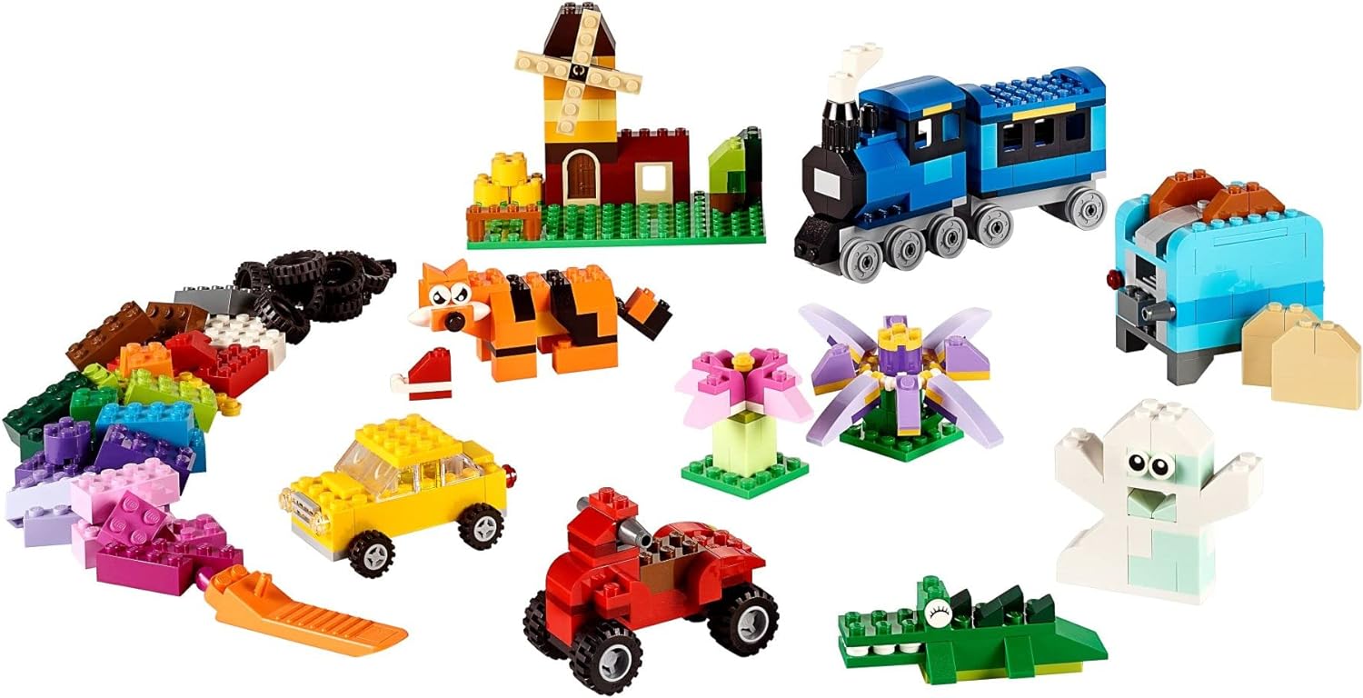 LEGO Classic Medium Creative Brick Box 10696 Building Toy Set - Featuring Storage, Includes Train, Car, and a Tiger Figure, and Playset for Kids, Boys, and Girls Ages 4-99-1