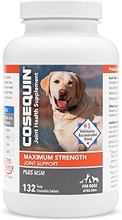 Nutramax Cosequin Maximum Strength Joint Health Supplement for Dogs - With Glucosamine, Chondroitin, and MSM, 2 Pack, 264 Total Chewable Tablets