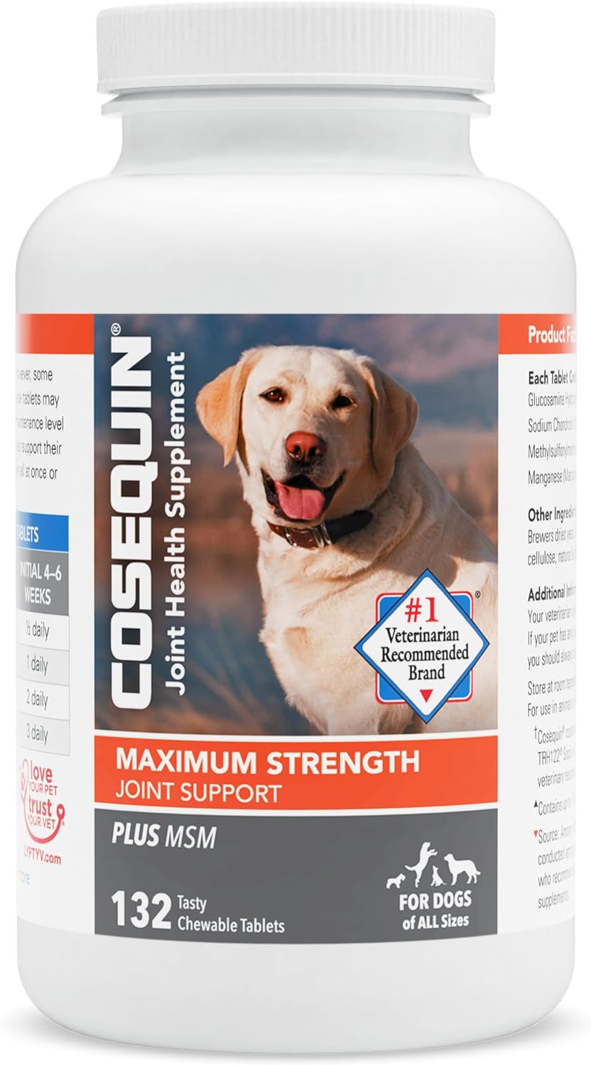 Nutramax Cosequin Maximum Strength Joint Health Supplement for Dogs - With Glucosamine, Chondroitin, and MSM, 2 Pack, 264 Total Chewable Tablets-0