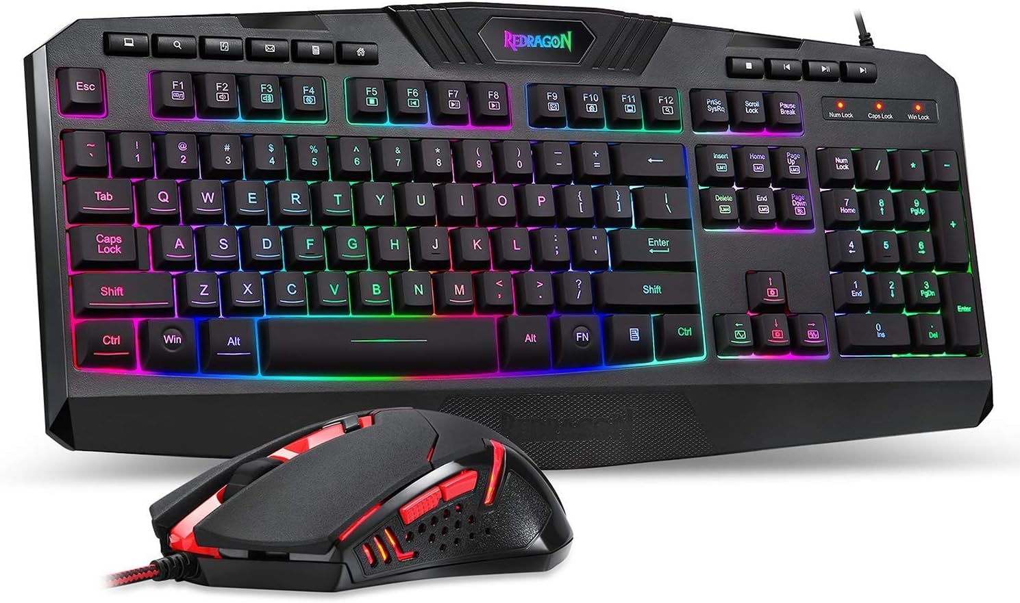 Redragon S101 Gaming Keyboard, M601 Mouse, RGB Backlit Gaming Keyboard, Programmable Backlit Gaming Mouse, Value Combo Set [New Version]-0