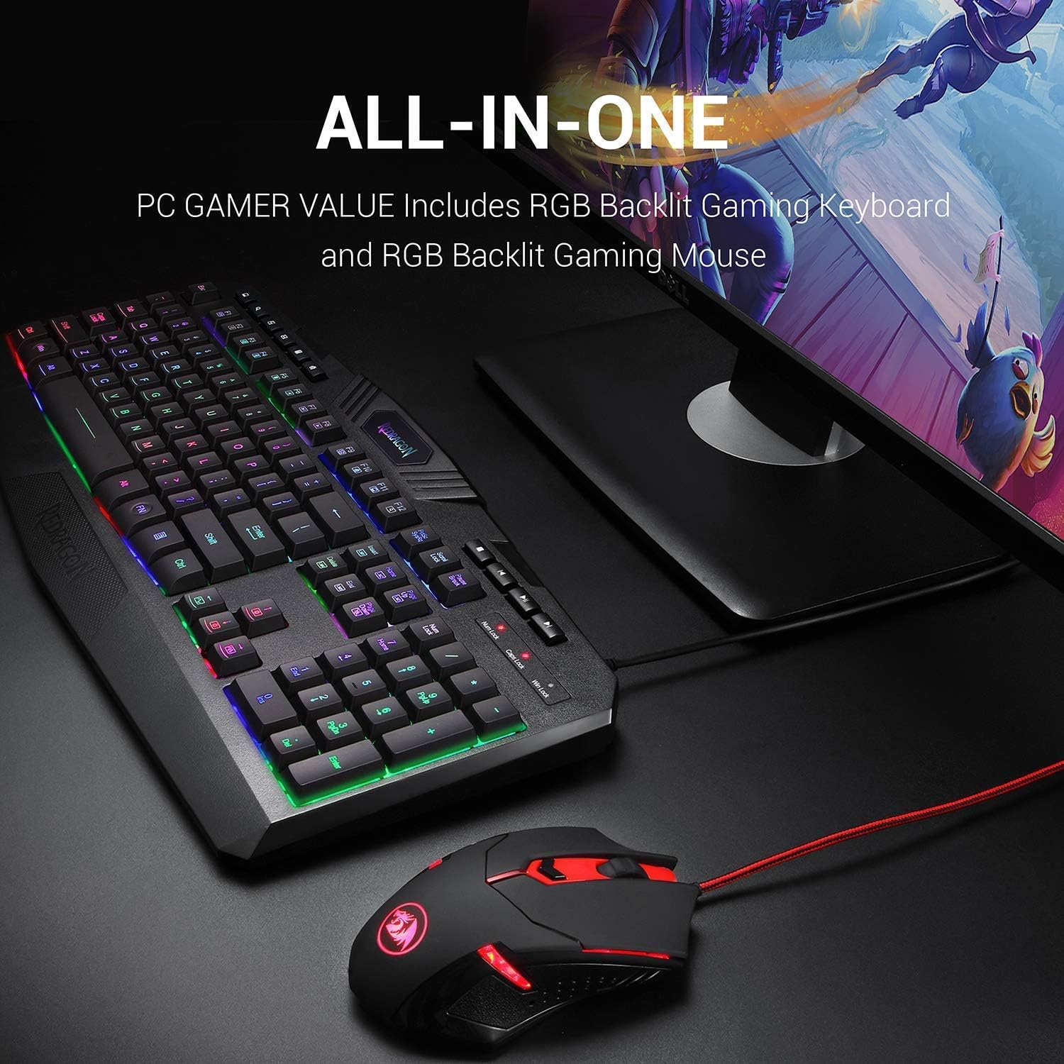 Redragon S101 Gaming Keyboard, M601 Mouse, RGB Backlit Gaming Keyboard, Programmable Backlit Gaming Mouse, Value Combo Set [New Version]-1