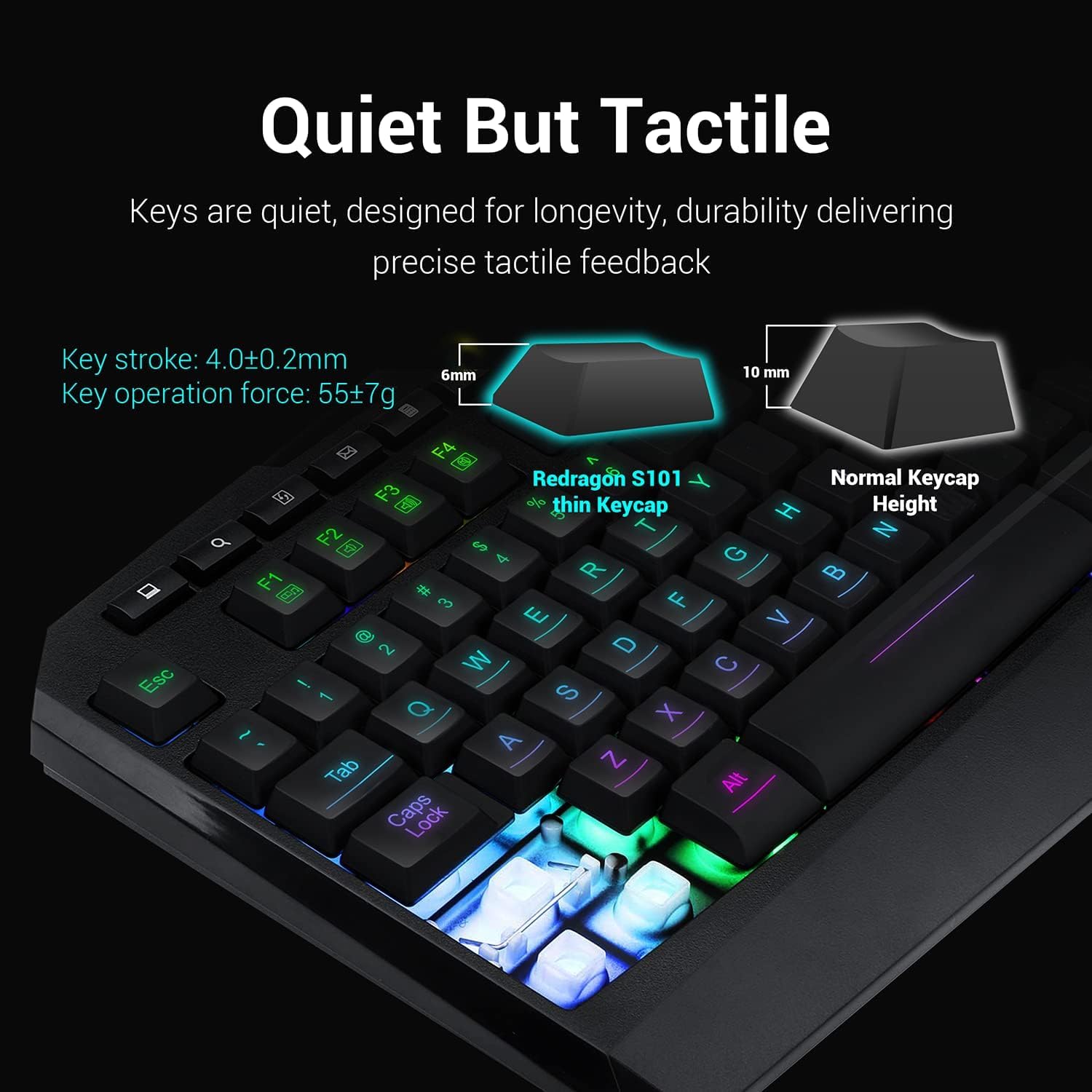 Redragon S101 Gaming Keyboard, M601 Mouse, RGB Backlit Gaming Keyboard, Programmable Backlit Gaming Mouse, Value Combo Set [New Version]-2