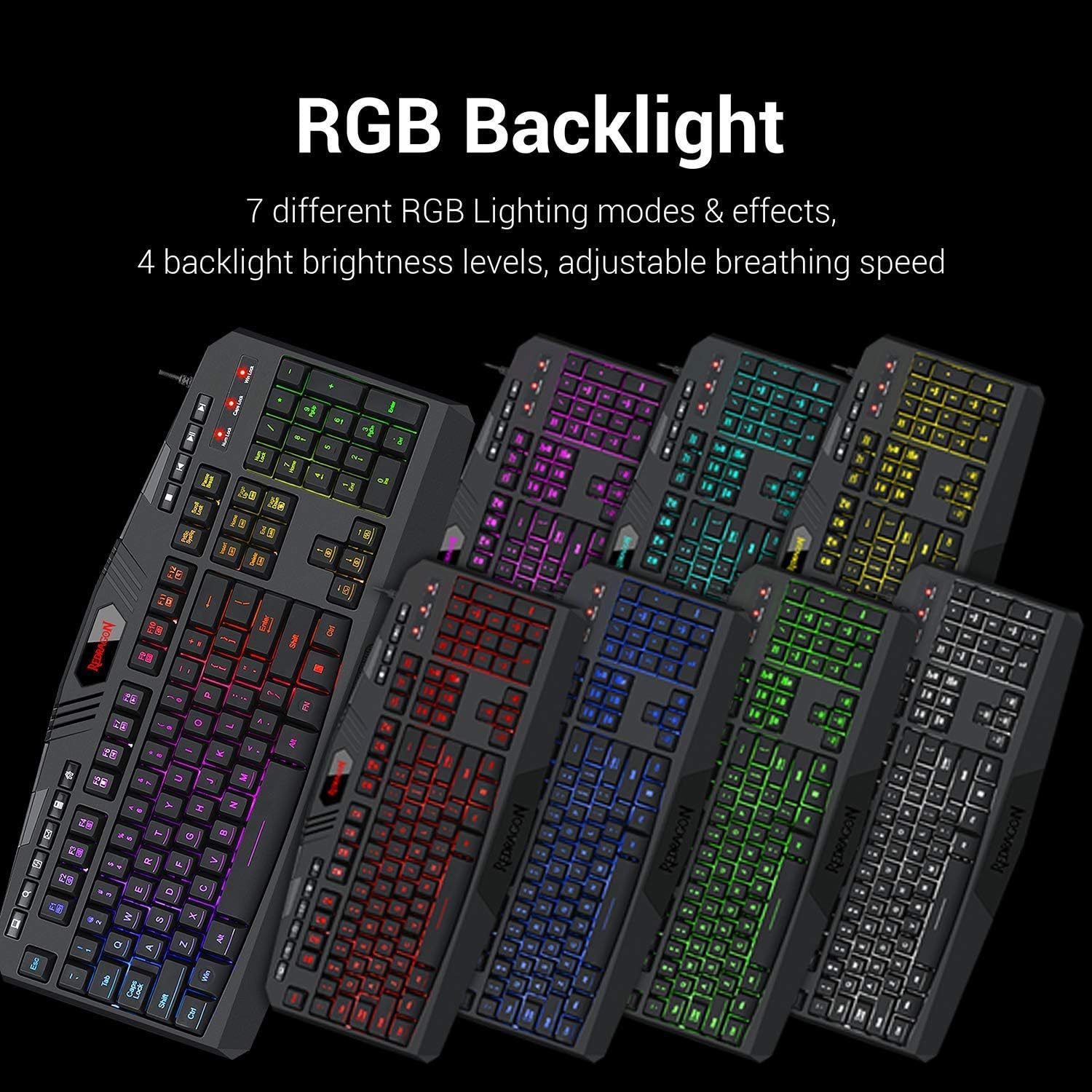 Redragon S101 Gaming Keyboard, M601 Mouse, RGB Backlit Gaming Keyboard, Programmable Backlit Gaming Mouse, Value Combo Set [New Version]-3