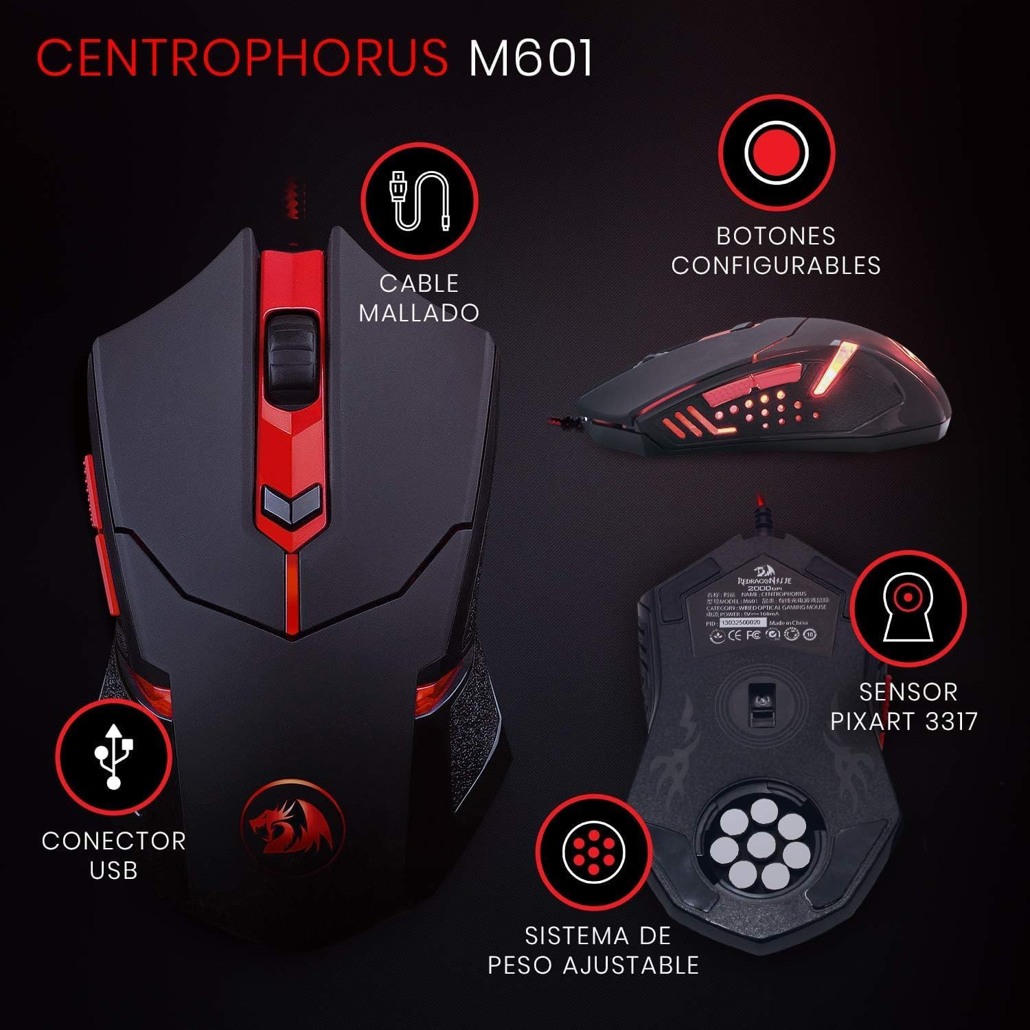 Redragon S101 Gaming Keyboard, M601 Mouse, RGB Backlit Gaming Keyboard, Programmable Backlit Gaming Mouse, Value Combo Set [New Version]-5