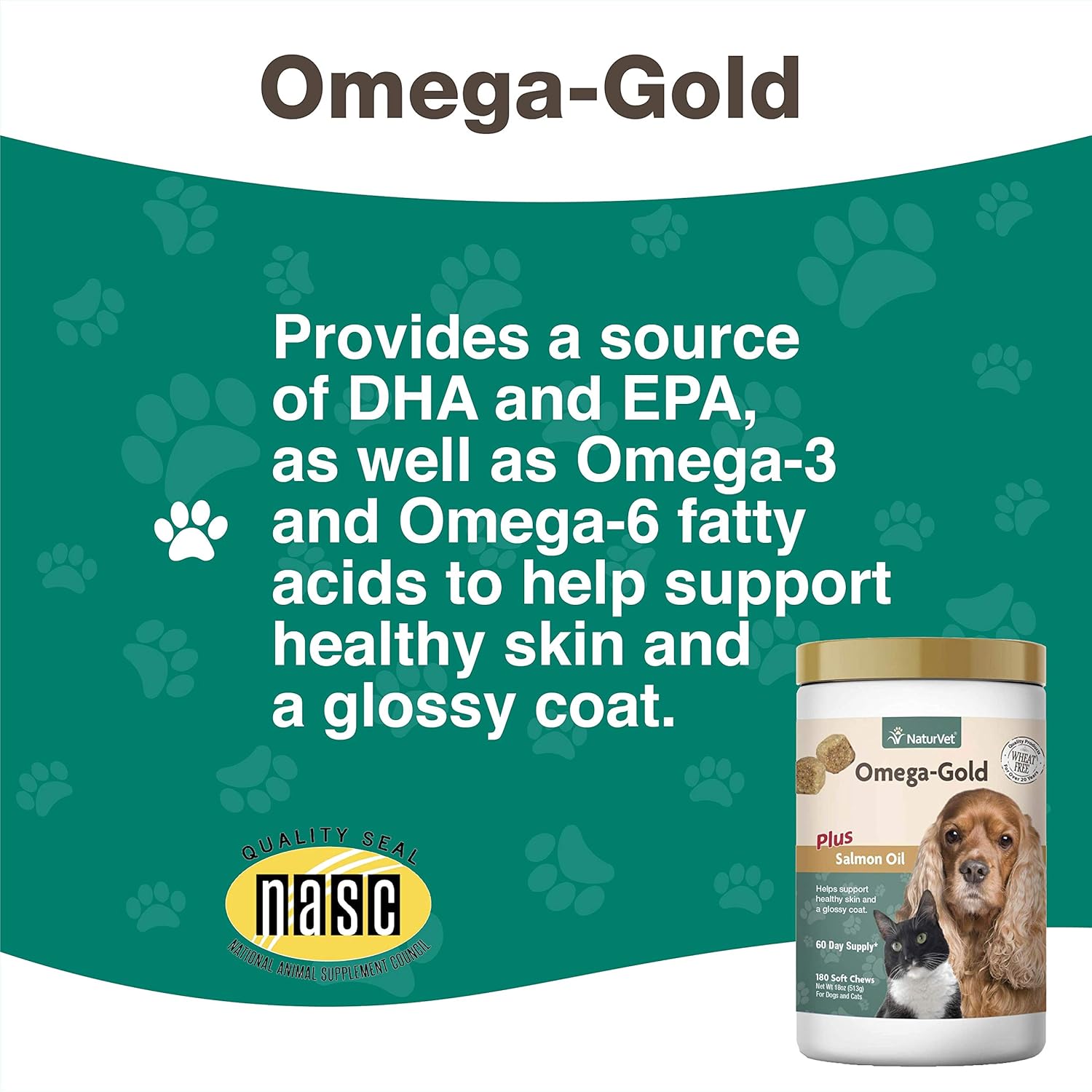 NaturVet – Omega-Gold Plus Salmon Oil | Supports Healthy Skin & Glossy Coat | Enhanced with DHA, EPA, Omega-3 & Omega-6 | for Dogs & Cats | 180 Soft Chews-3