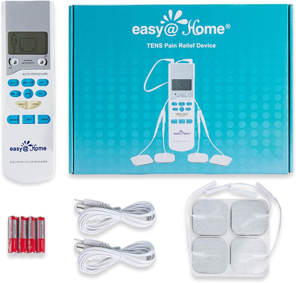 Easy@Home TENS Unit Muscle Stimulator - Electronic Pulse Massager, 510K Cleared, FSA Eligible OTC Home Use Handheld Pain Relief Therapy Device-Pain Management Machine Gift for Mom Dad - EHE009-6