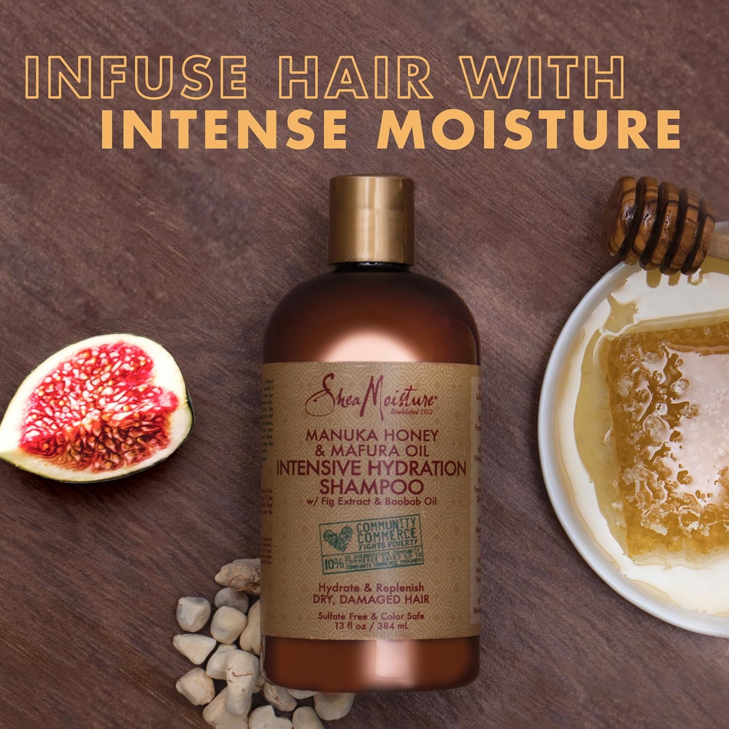 SheaMoisture Intensive Hydration Shampoo for Dry, Damaged Hair Manuka Honey and Mafura Oil Sulfate-Free 13 oz-2