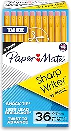 Paper Mate SharpWriter Mechanical Pencils | 0.7 mm #2 Pencil | Pencils for School Supplies, Yellow, 36 Count