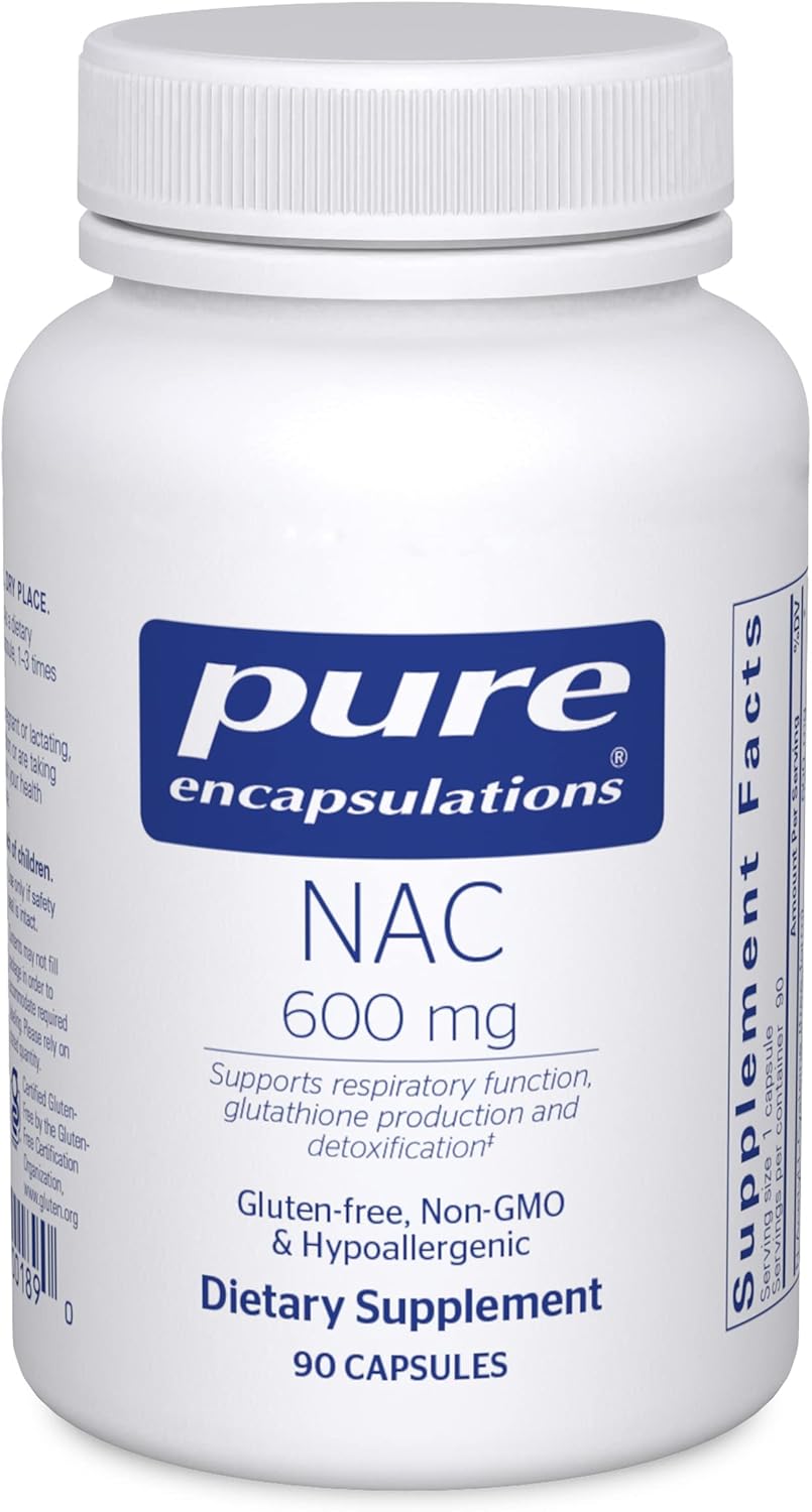 Pure Encapsulations NAC 600 mg - NAC Supplement for Lung Health & Immune Support, Liver Support & Antioxidants* - with Freeform N-Acetyl-L-Cysteine - 90 Capsules-0