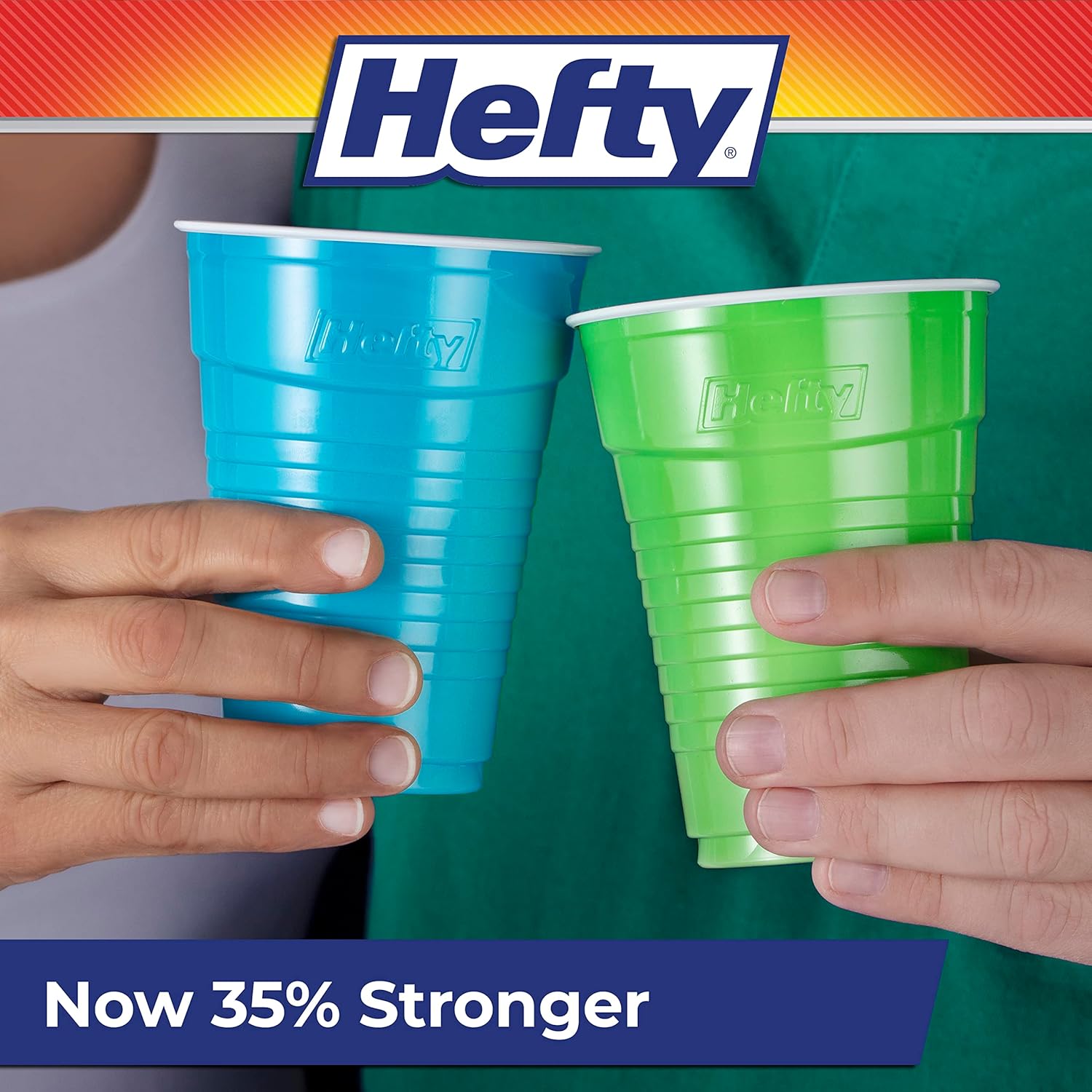 Hefty Party On Disposable Plastic Cups, Assorted, 16 Ounce, 100 Count-3