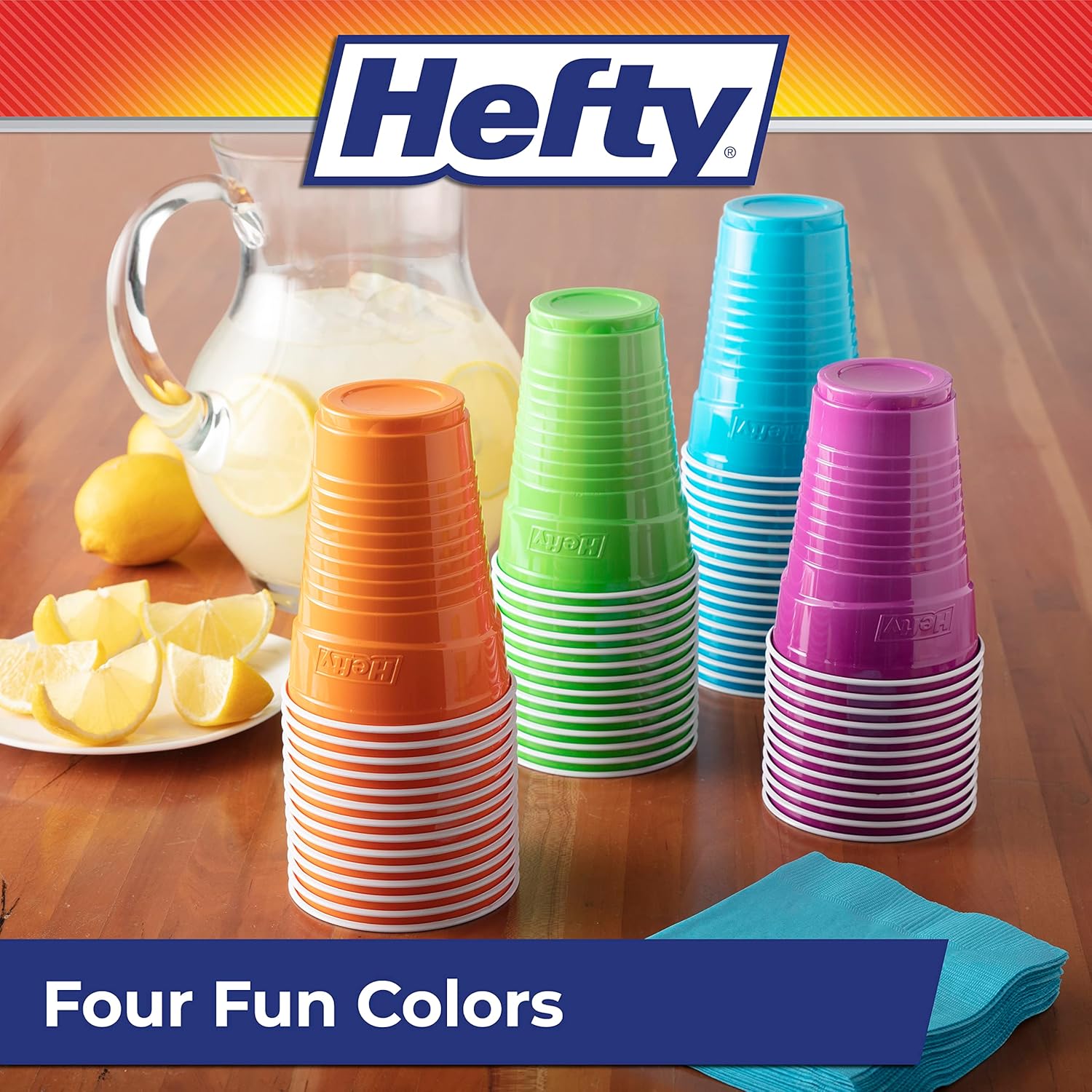 Hefty Party On Disposable Plastic Cups, Assorted, 16 Ounce, 100 Count-5