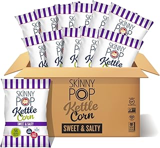 SkinnyPop Sweet & Salty Kettle Popcorn, Gluten Free, Non-GMO, Healthy Popcorn Snacks, Skinny Pop, 5.3 Oz Grocery Size Bags (Pack of 12)