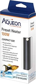 Aqueon Aquarium Fish Tank Preset Heater For Up To 40 Gallons, 100 Watts