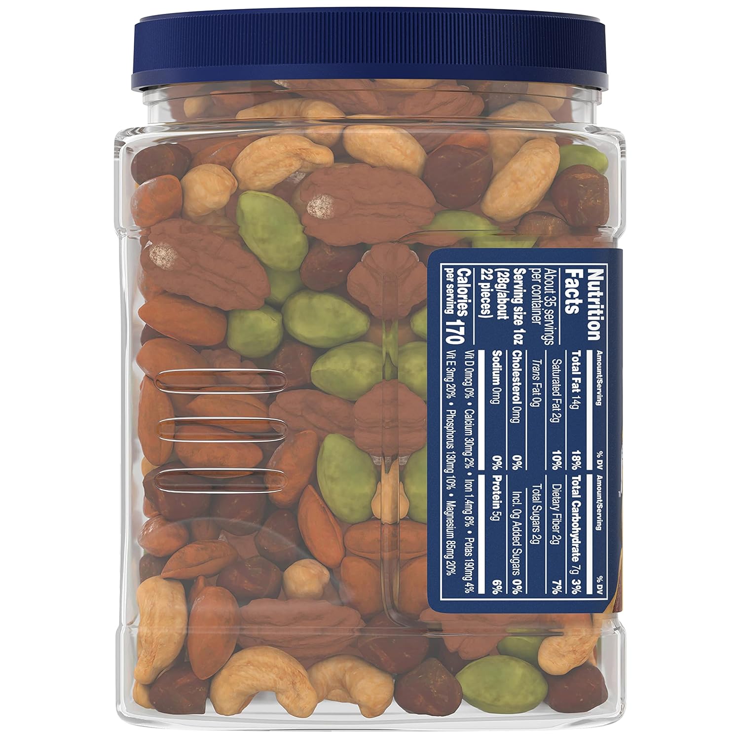 PLANTERS Unsalted Mixed Nuts, Cashews, Almonds, Hazelnuts, Pecans, Pistachios no Shell, Party Snacks, Plant-Based Protein, Quick Snack for Adults, After School Snack, Kosher, 34.5 Oz Container-1