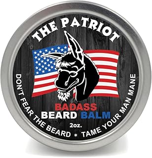 Badass Beard Care Beard Balm - The Patriot Scent, 2 Ounce - All Natural Ingredients, Keeps Beard and Mustache Full, Soft and Healthy, Reduce Itchy and Flaky Skin, Promote Healthy Growth