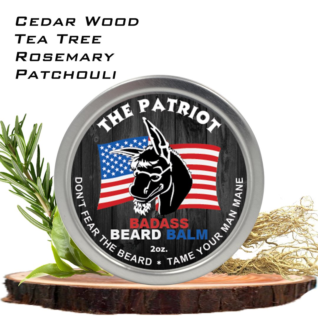 Badass Beard Care Beard Balm - The Patriot Scent, 2 Ounce - All Natural Ingredients, Keeps Beard and Mustache Full, Soft and Healthy, Reduce Itchy and Flaky Skin, Promote Healthy Growth-1