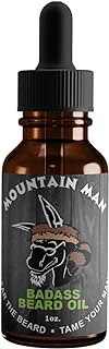 Badass Beard Care Oil for Men - Mountain Man Scent, 1 oz - All Natural Ingredients, Keeps Beard and Mustache Full, Soft and Healthy