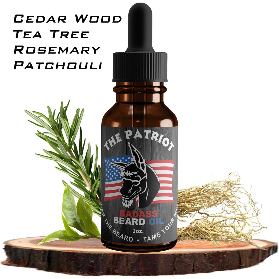 Badass Beard Care Oil For Men - The Patriot Scent, 1 Ounce - All Natural Ingredients, Keeps Beard and Mustache Full, Soft and Healthy-1