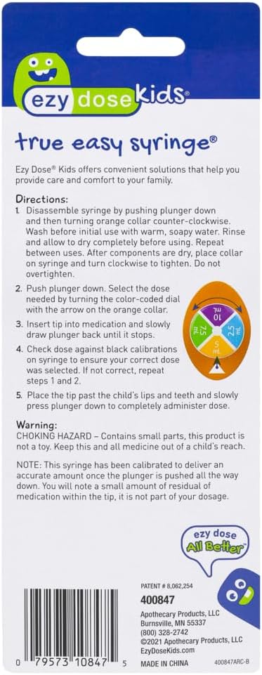 EZY DOSE Kids Baby Oral Syringe & Dispenser, True Easy Design for Liquid Medicine, Easy to Control, 10 mL/2 TSP Color Coded, BPA Free-5