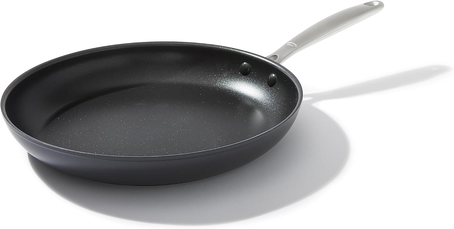 OXO Frying Pan Enhanced 12” Skillet, PFAS-Free Ceramic Nonstick, Durable Hard Anodized Cookware, Scratch Resistant, Stainless Steel Handle, Good Grips, Dishwasher & Oven safe, Black-0