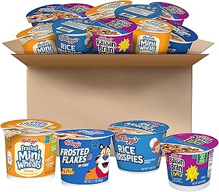 Kellogg's Cold Breakfast Cereal Cups, Bulk Pantry Staples, Cereal Cups to Go, Variety Pack (24 Cups)