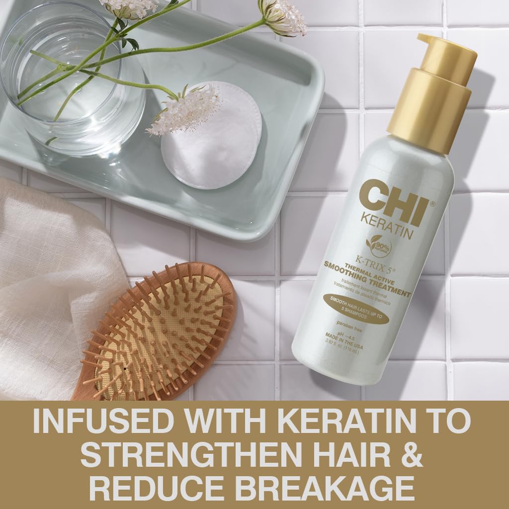 CHI Keratin K-Trix 5 Smoothing Treatment, Hair Serum For Creating Smooth, Frizz-Free Styles That Last, Sulfate, Paraben, & Cruelty-Free, 3.92 Oz-2