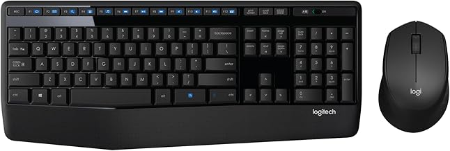 Logitech MK345 Wireless Combo Full-Sized Keyboard with Palm Rest and Comfortable Right-Handed Mouse, 2.4 GHz Wireless USB Receiver, Compatible with PC, Laptop,Black