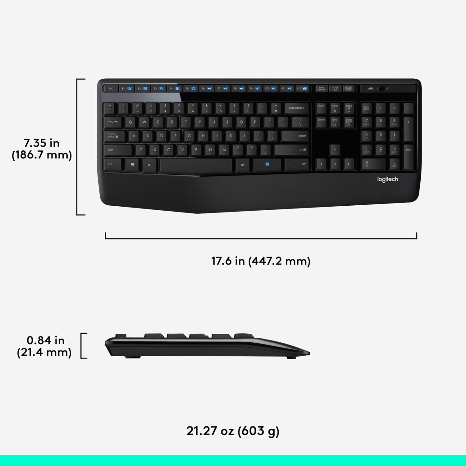 Logitech MK345 Wireless Combo Full-Sized Keyboard with Palm Rest and Comfortable Right-Handed Mouse, 2.4 GHz Wireless USB Receiver, Compatible with PC, Laptop,Black-7