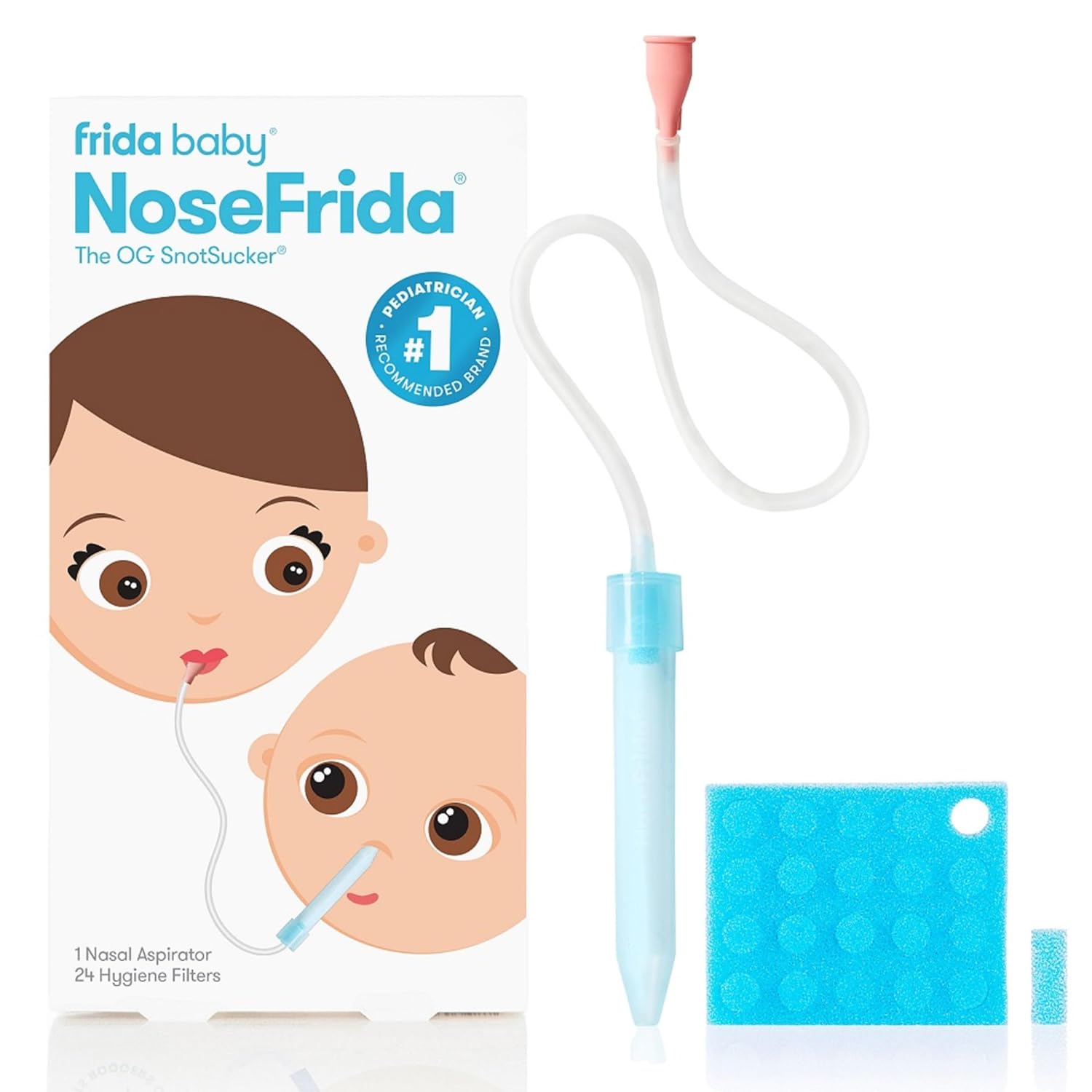 Frida Baby NoseFrida SnotSucker Nasal Aspirator for Baby, Baby Nose Sucker with 24 Extra Hygiene Filters, Baby Congestion Relief, FSA/HSA Eligible-0