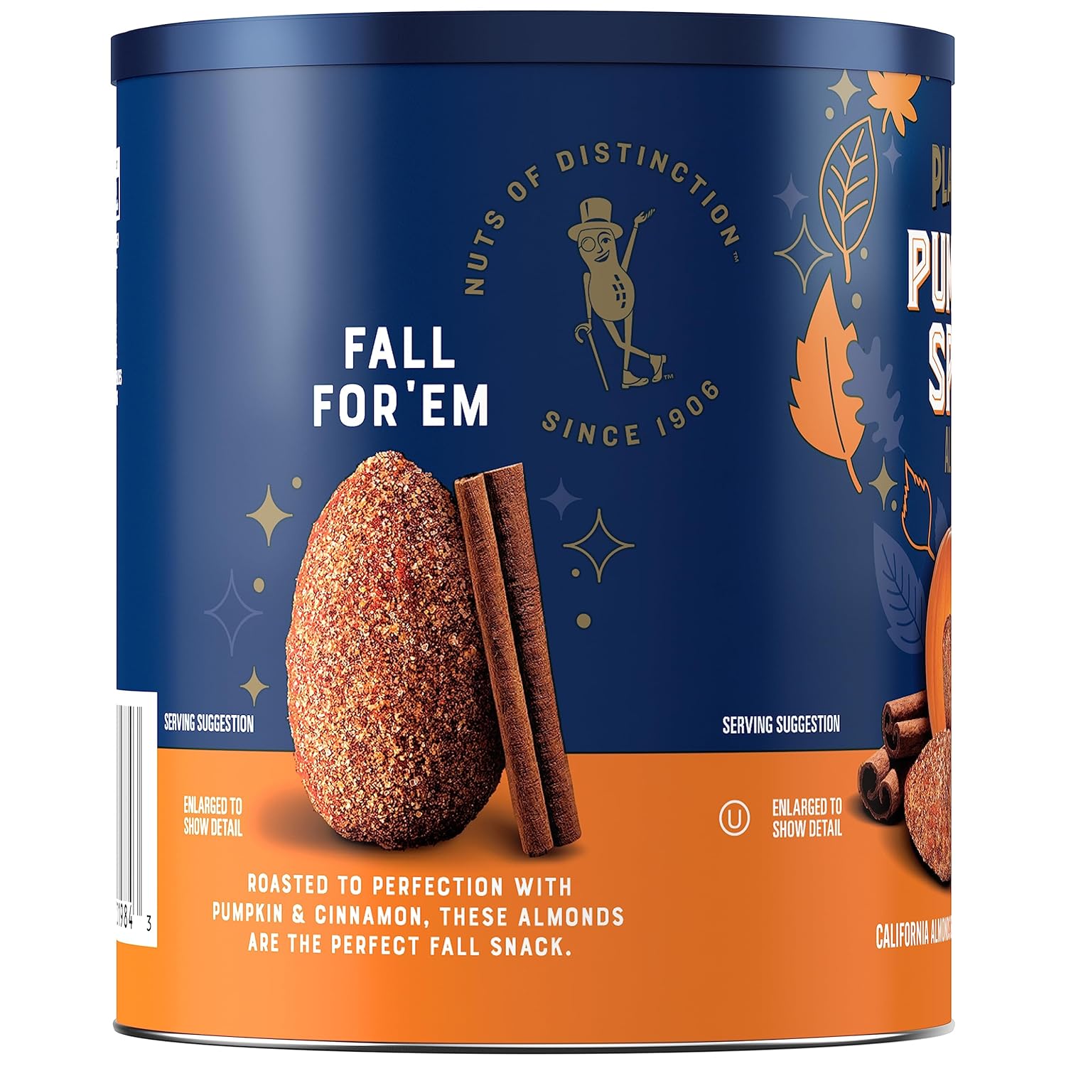 PLANTERS Fall Edition Pumpkin Spice Almonds, Pumpkin Spice Snacks, Cooking & Baking Nuts & Seeds, Flavored Almonds, Seasonal Nuts, Fall Party Snacks, Plant-Based Protein, 15.25 oz Canister-2