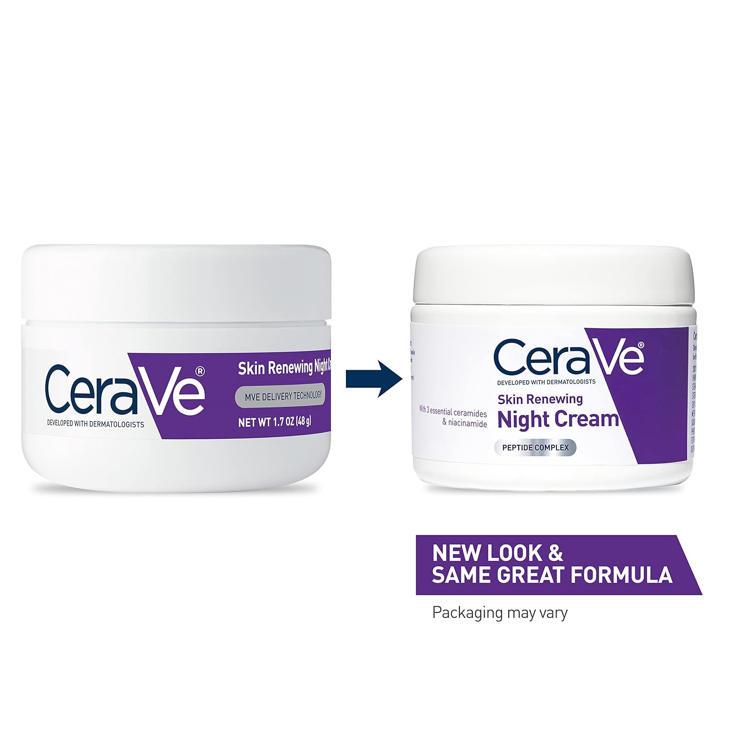 CeraVe Skin Renewing Night Cream | Niacinamide, Peptide Complex, and Hyaluronic Acid Moisturizer for Face | 1.7 Ounce, Packaging may Vary-1