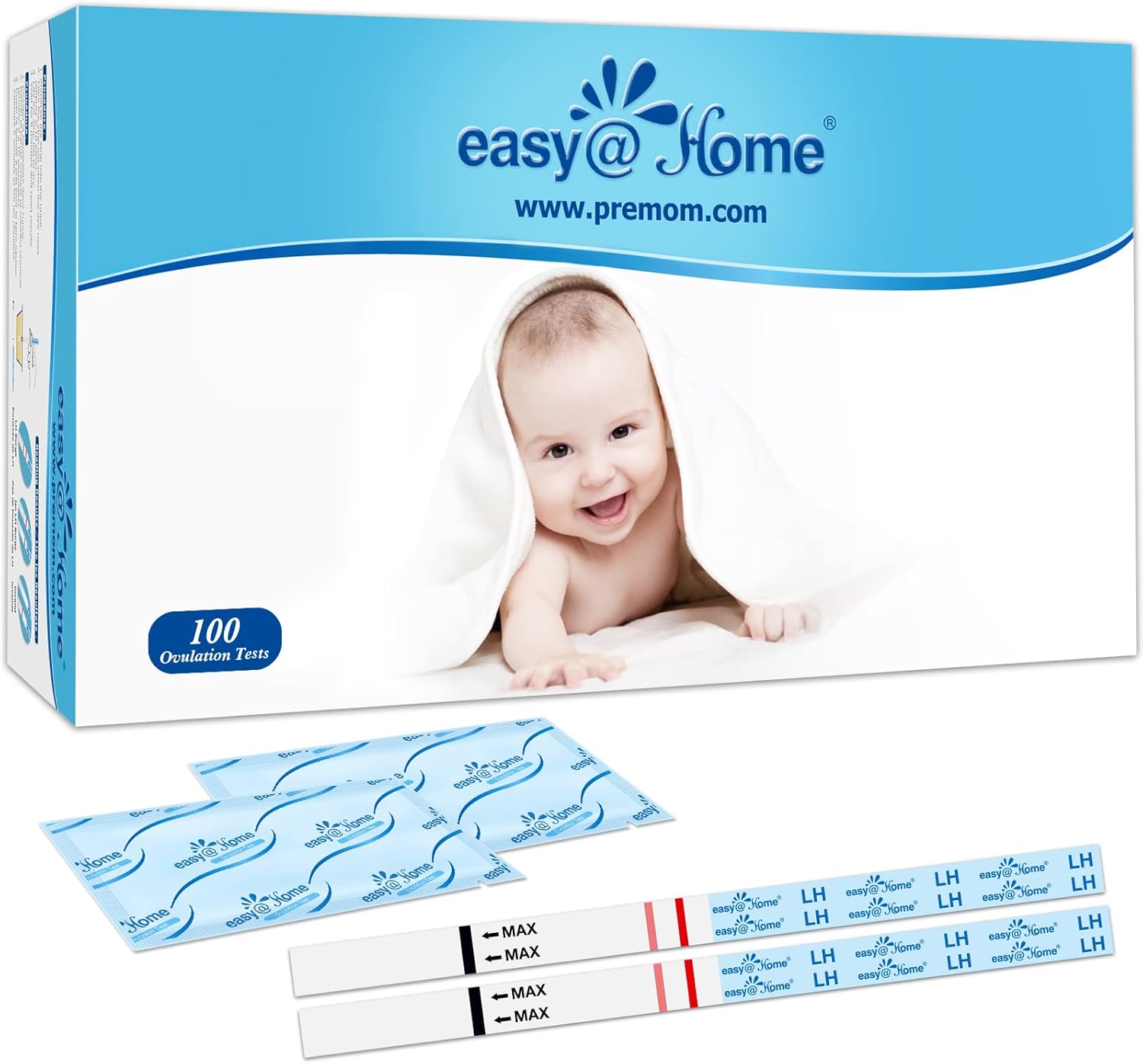 Easy@Home Ovulation Test Strips (100-pack) Value Pack, Reliable Ovulation Preditor Kit and Fertility Test, 100 Tests-0