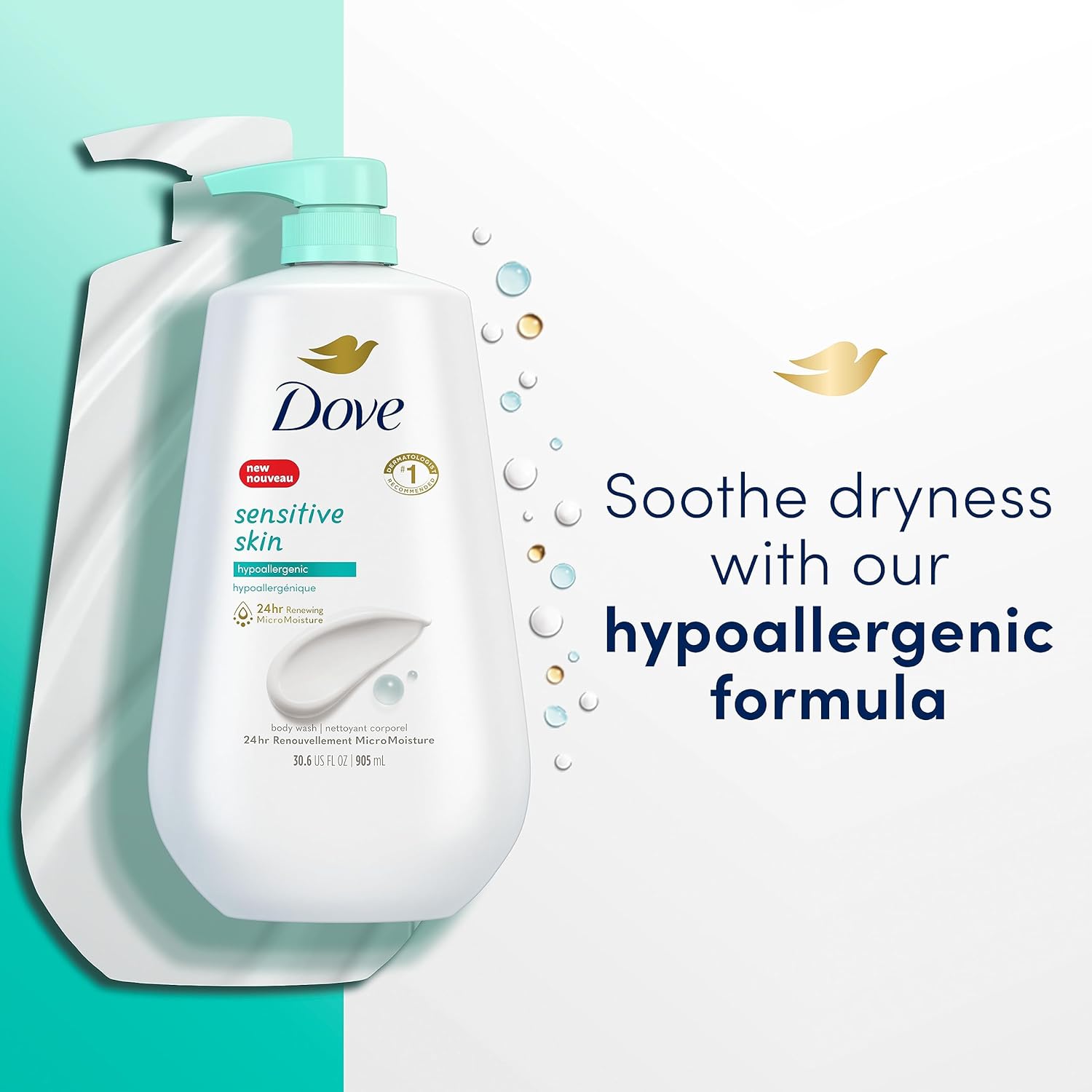 Dove Hypoallergenic Body Wash To Moisturize Sensitive Skin Body Wash For Sensitive Skin Sulfate And Paraben Free 34oz-5