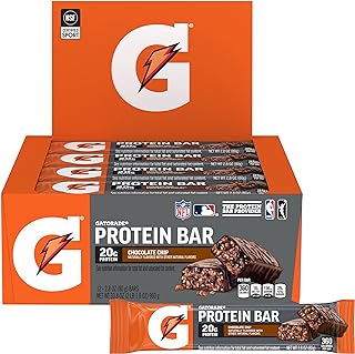 Gatorade Whey Protein Recover Bars, Chocolate Chip, 2.8 ounce(Pack of 12)