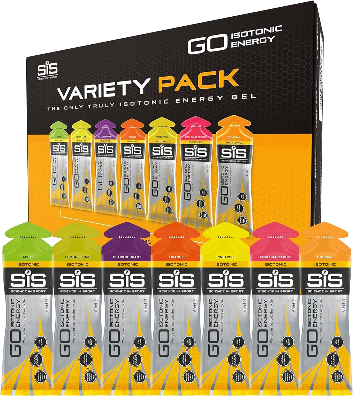 Science in Sport 60 ml Energy Gel Variety - Pack of 7-0