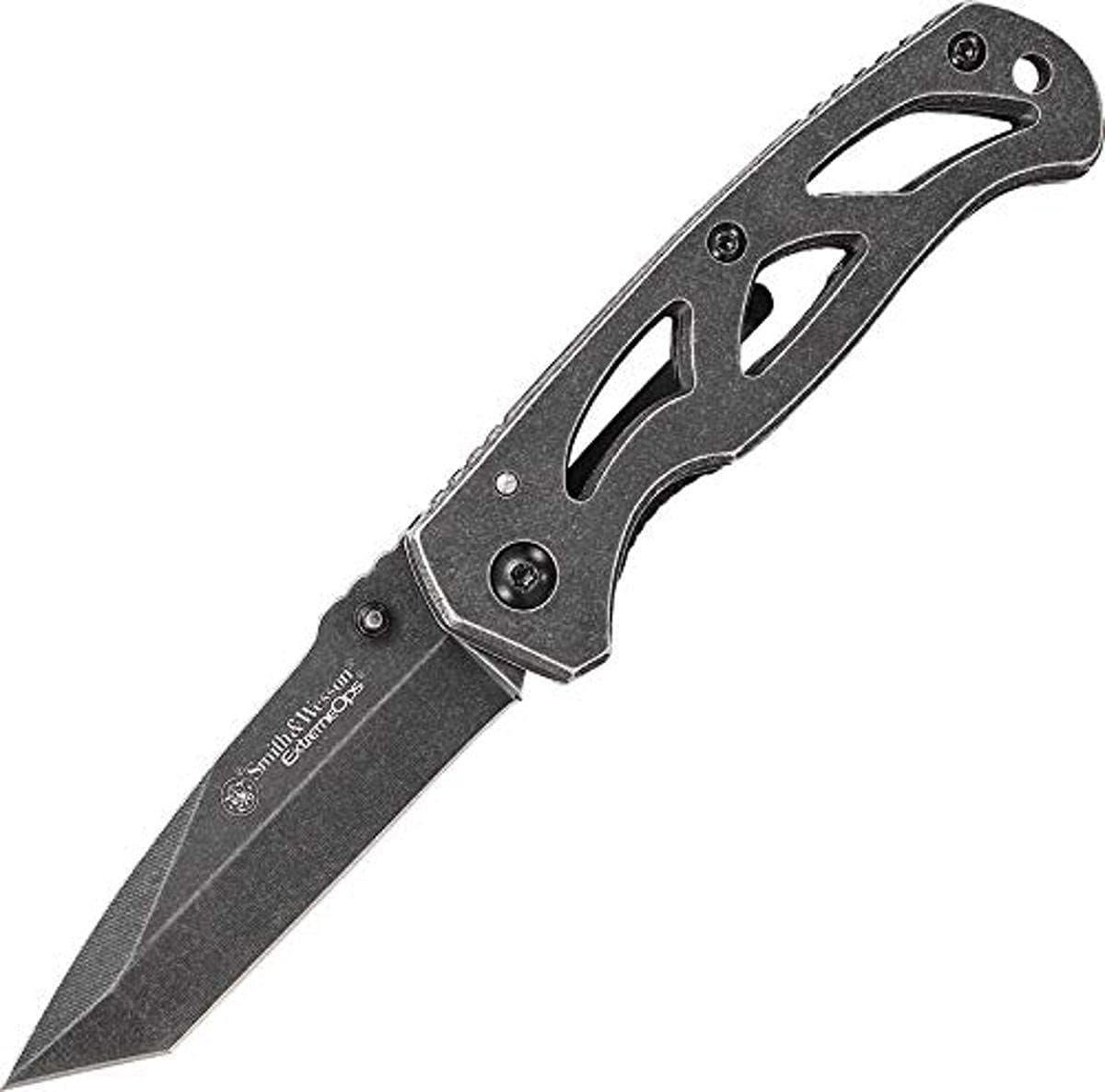 Smith & Wesson ExtremeOps CK404 6.23in High Carbon S.S. Folding Knife with 2.65in Tanto Blade and Stainless Handle for Outdoor, Tactical, Survival and EDC-0