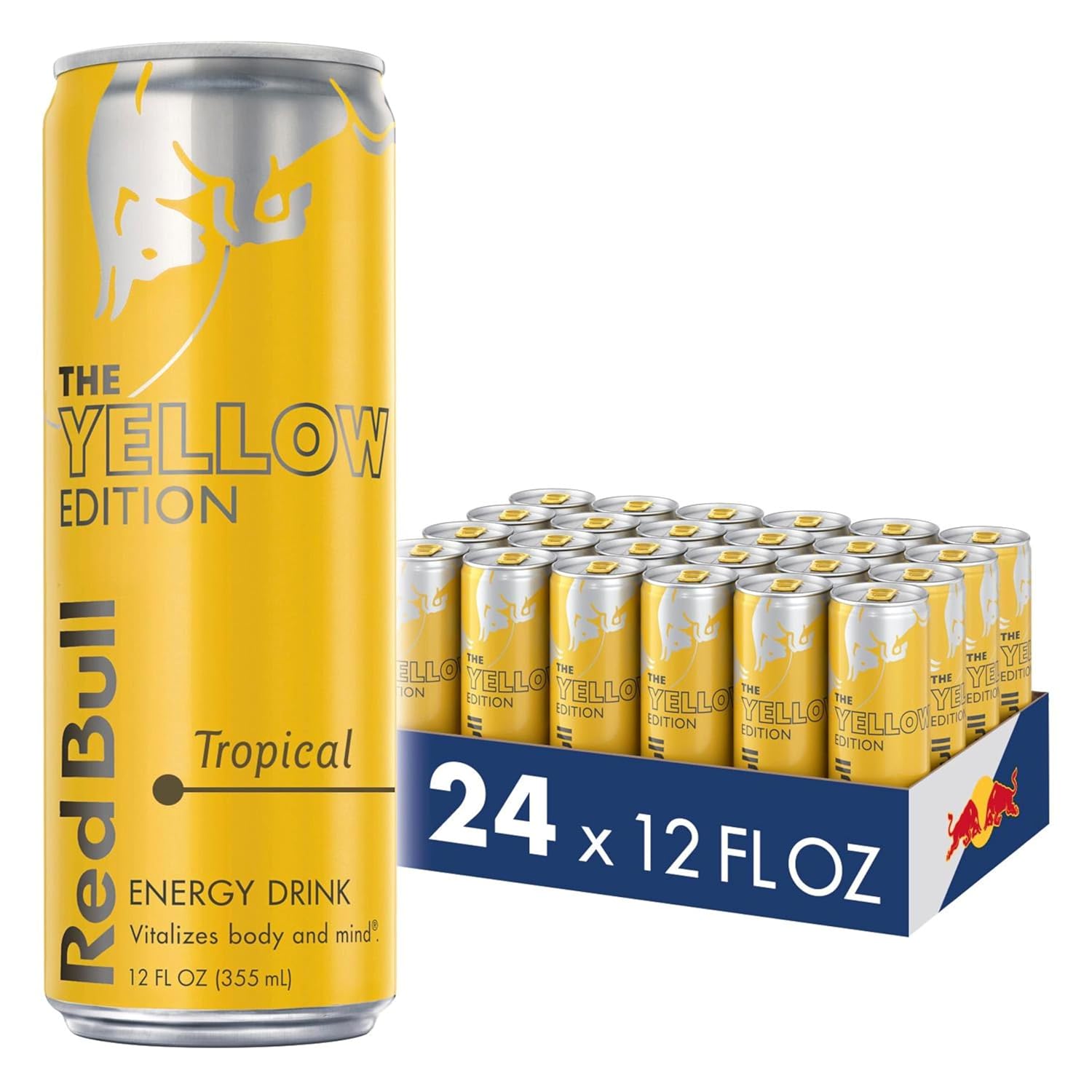 Red Bull Energy Drink, Tropical, Yellow Edition, 12 fl oz (24 Pack)-0